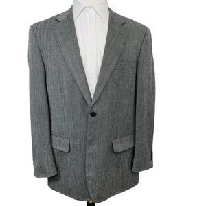 Joseph‎ & Feiss Sport Jacket Men Size 44L Black Herringbone Lambswool 2 Buttons